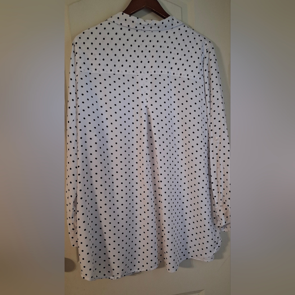 Belvet Hearth White Polka Dot Button-Up Shirt Sz 2X Casual Summer Rayon Boho - Picture 3 of 9